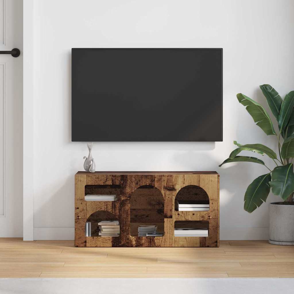 TV-kast Oudhout 80 x 35 x 40 cm Bewerkt hout is nu te koop bij PeponiXL, paradijselijk wonen!