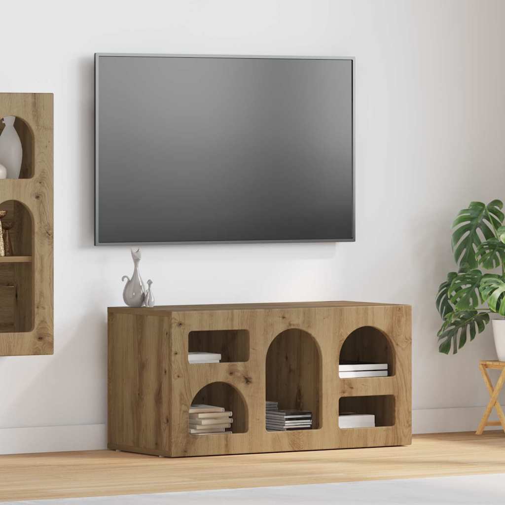 TV-kast Artisan Eiken 80 x 35 x 40 cm Bewerkt hout is nu te koop bij PeponiXL, paradijselijk wonen!