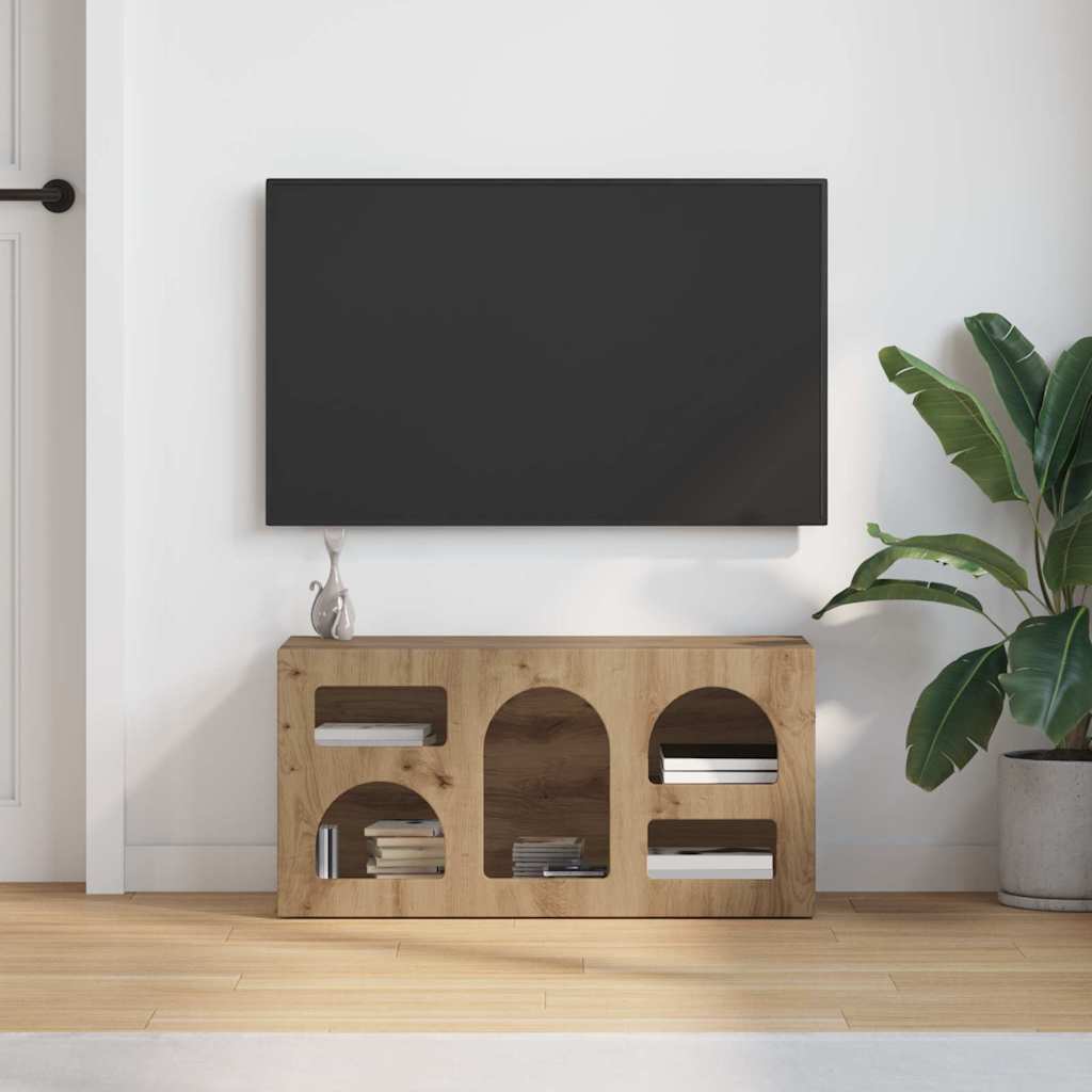 TV-kast Artisan Eiken 80 x 35 x 40 cm Bewerkt hout is nu te koop bij PeponiXL, paradijselijk wonen!