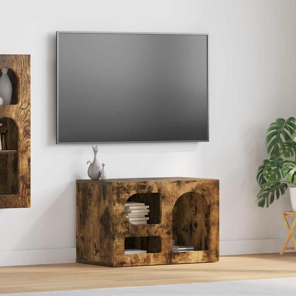TV-kast Gerookt eiken 60 x 35 x 40 cm Bewerkt hout is nu te koop bij PeponiXL, paradijselijk wonen!