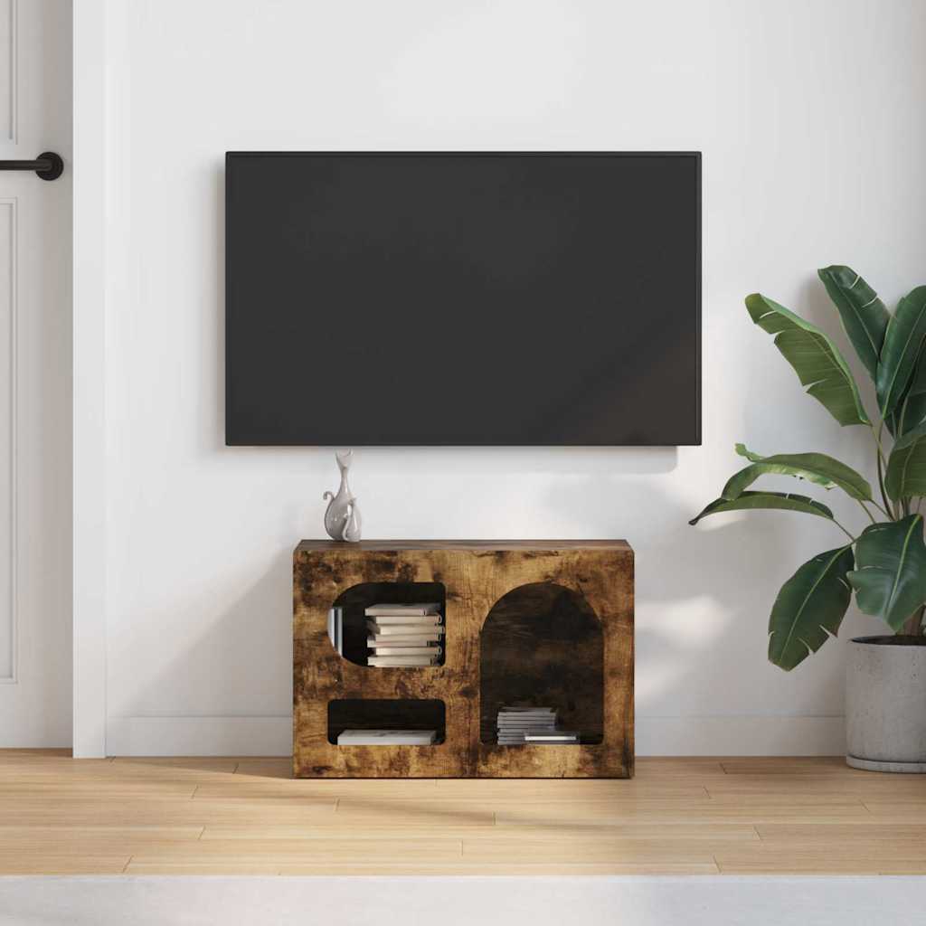 TV-kast Gerookt eiken 60 x 35 x 40 cm Bewerkt hout is nu te koop bij PeponiXL, paradijselijk wonen!