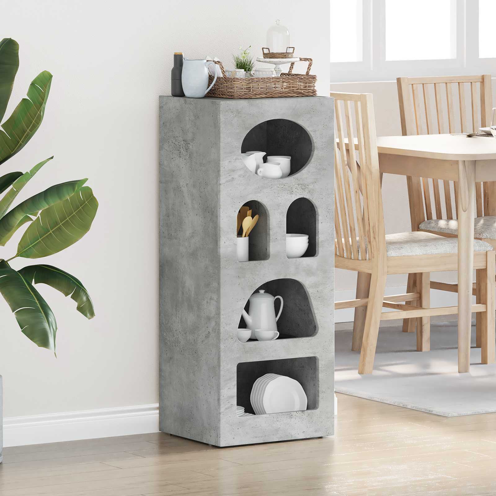 Dressoir Beton Grijs 40 x 35 x 100,5 cm Bewerkt hout is nu te koop bij PeponiXL, paradijselijk wonen!