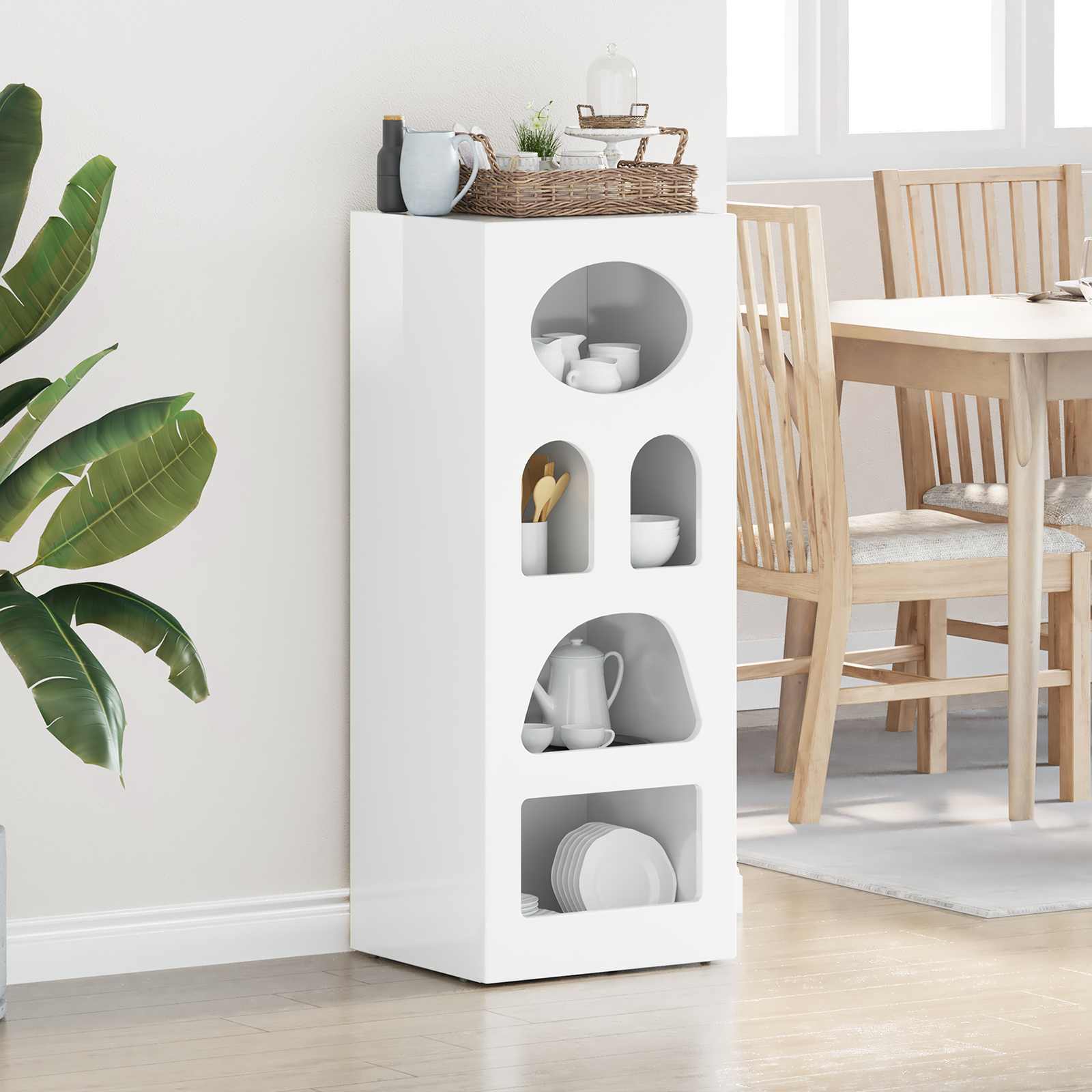 Dressoir Hoogglans wit 40 x 35 x 100,5 cm Bewerkt hout is nu te koop bij PeponiXL, paradijselijk wonen!