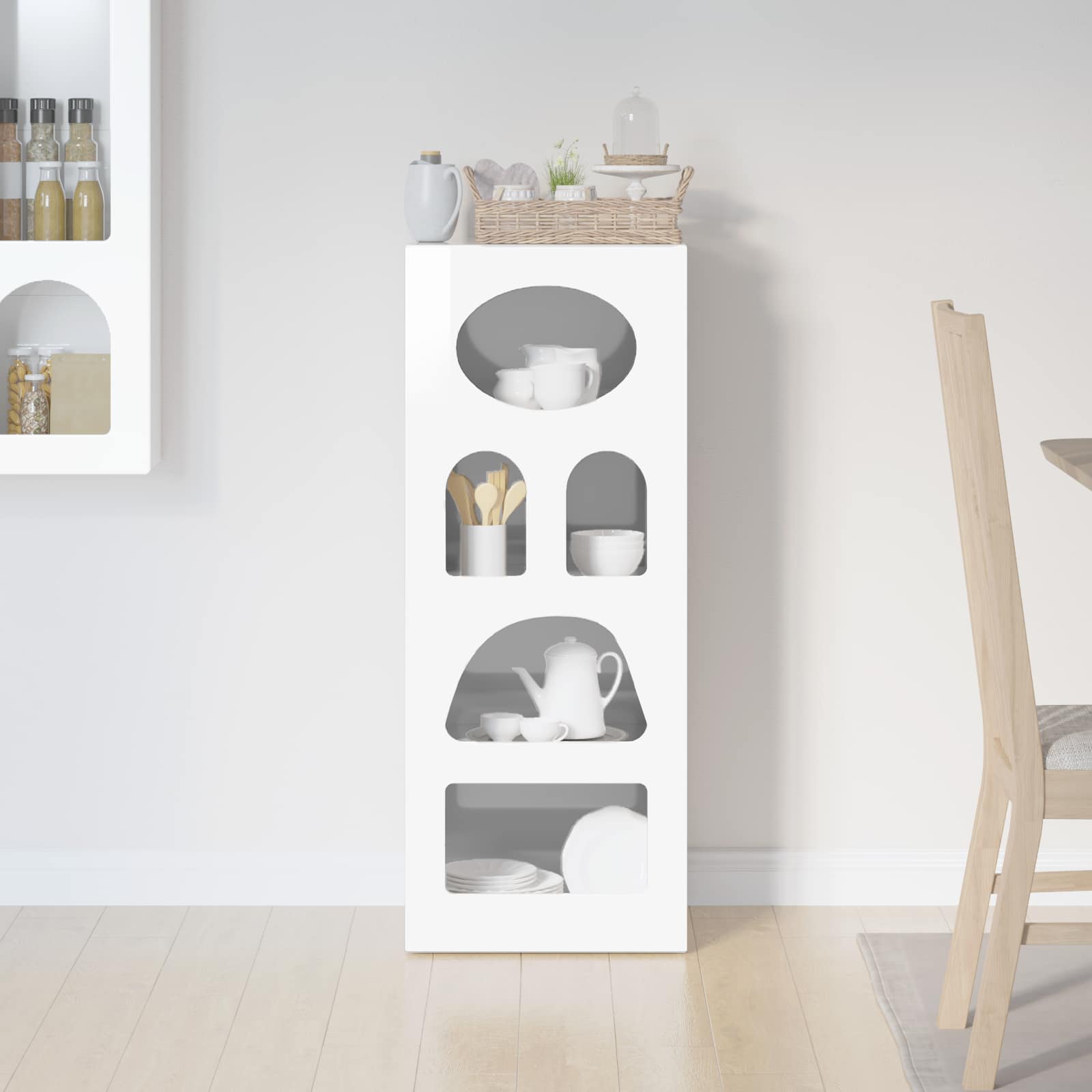 Dressoir Hoogglans wit 40 x 35 x 100,5 cm Bewerkt hout is nu te koop bij PeponiXL, paradijselijk wonen!