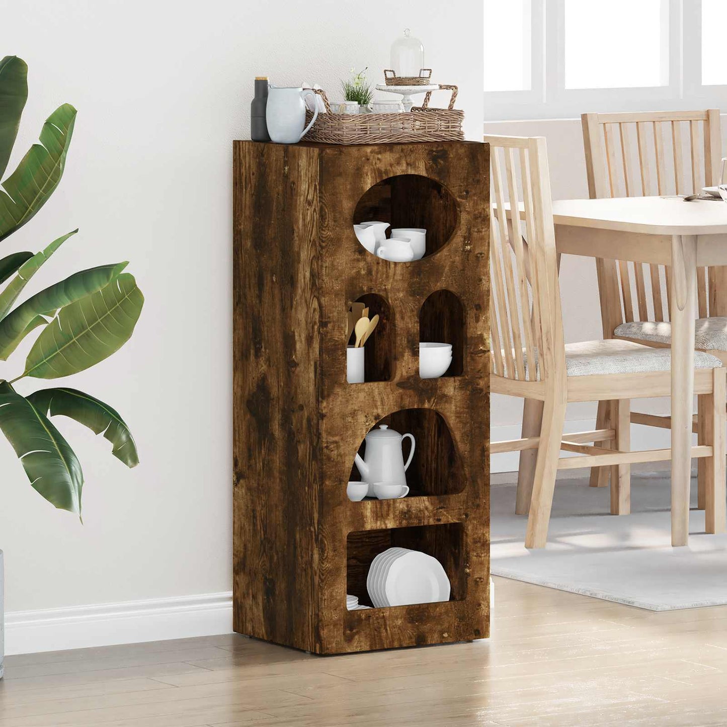 Dressoir Gerookt eiken 40 x 35 x 100,5 cm Bewerkt hout is nu te koop bij PeponiXL, paradijselijk wonen!