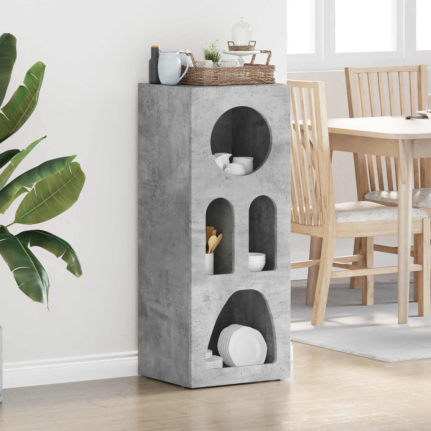 Dressoir Beton Grijs 40 x 35 x 100,5 cm Bewerkt hout is nu te koop bij PeponiXL, paradijselijk wonen!