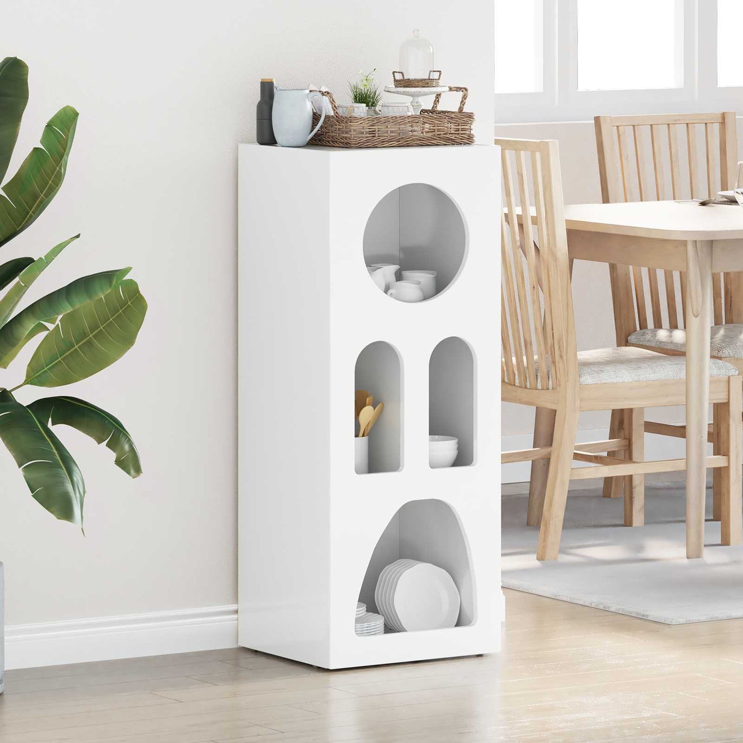 Dressoir Hoogglans wit 40 x 35 x 100,5 cm Bewerkt hout is nu te koop bij PeponiXL, paradijselijk wonen!