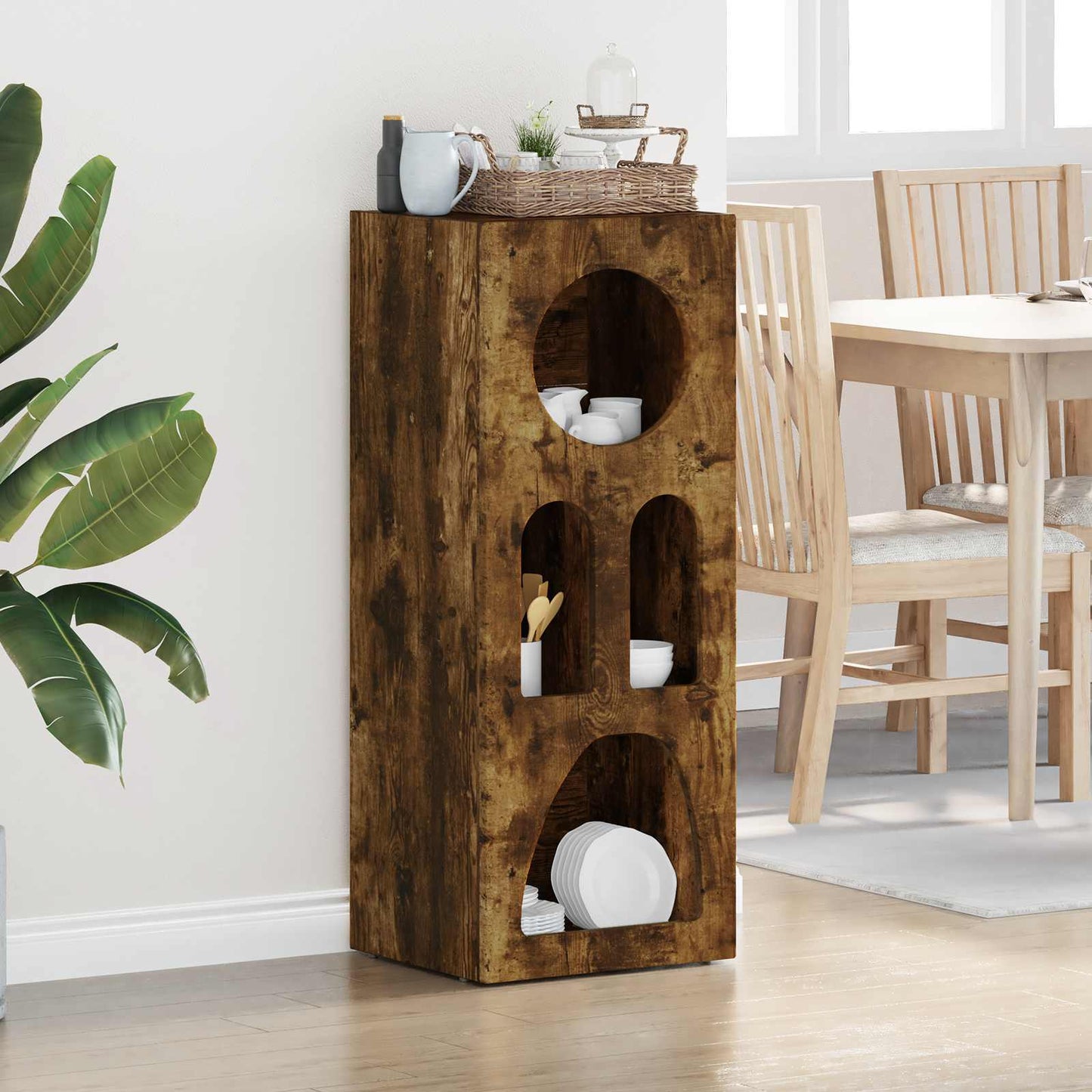 Dressoir Gerookt eiken 40 x 35 x 100,5 cm Bewerkt hout is nu te koop bij PeponiXL, paradijselijk wonen!
