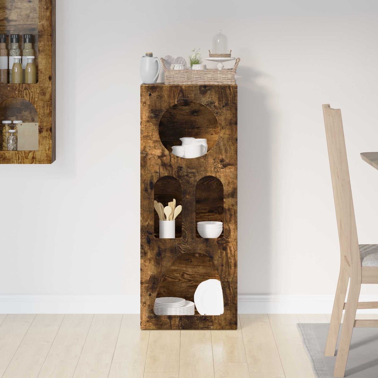 Dressoir Gerookt eiken 40 x 35 x 100,5 cm Bewerkt hout is nu te koop bij PeponiXL, paradijselijk wonen!
