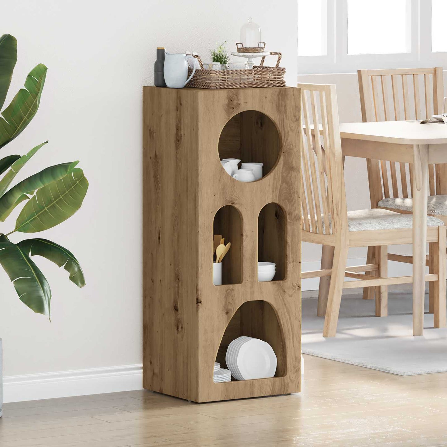 Dressoir Artisan Eiken 40 x 35 x 100,5 cm Bewerkt hout is nu te koop bij PeponiXL, paradijselijk wonen!