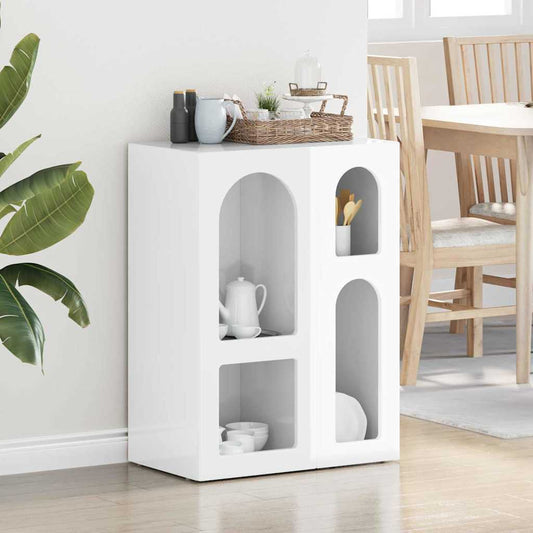 Dressoir Hoogglans wit 59 x 35 x 80.5 cm Bewerkt hout is nu te koop bij PeponiXL, paradijselijk wonen!