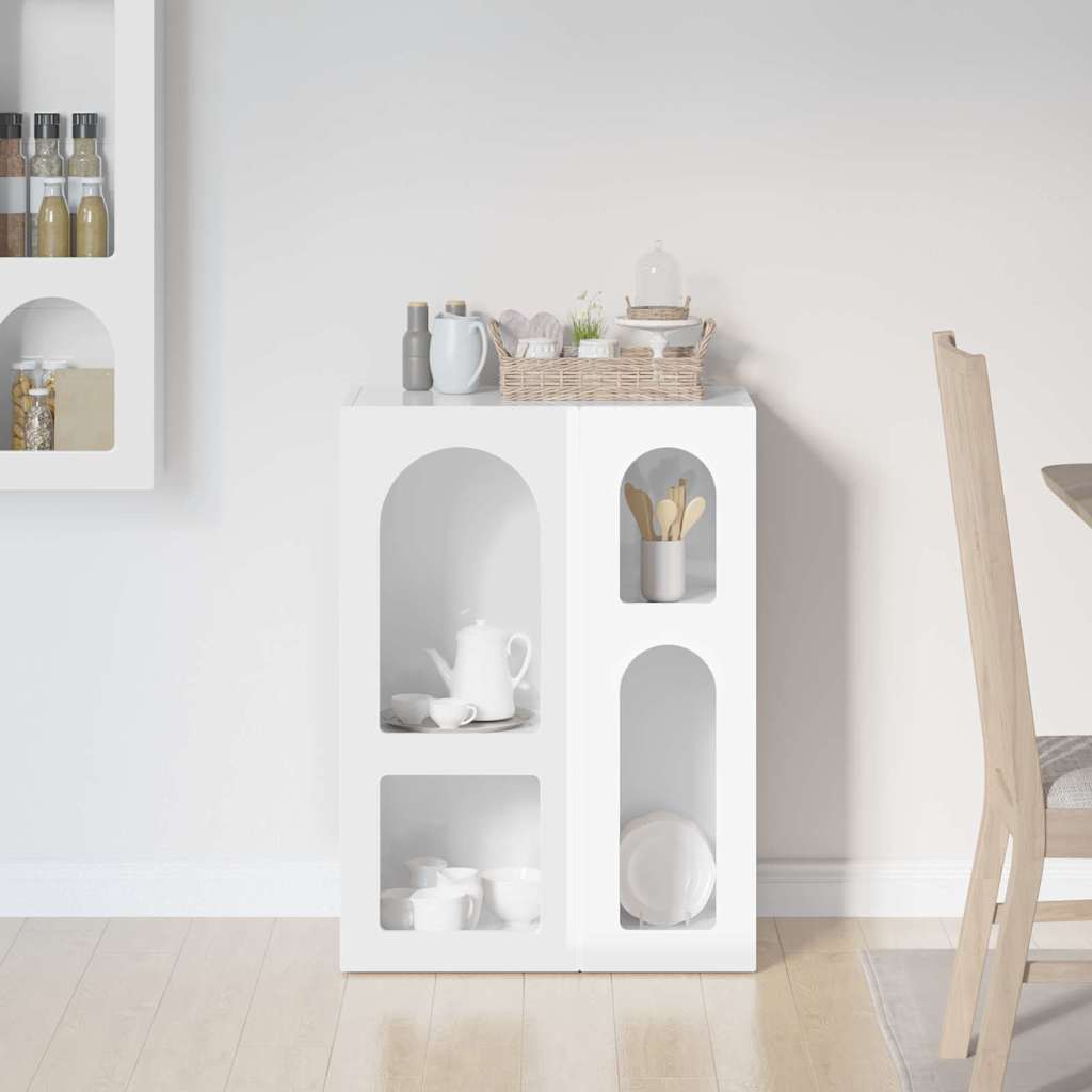 Dressoir Hoogglans wit 59 x 35 x 80.5 cm Bewerkt hout is nu te koop bij PeponiXL, paradijselijk wonen!