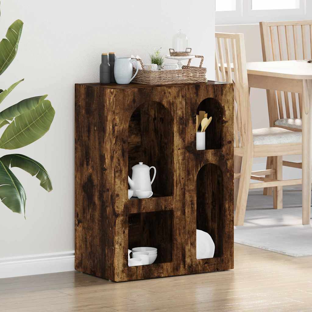 Dressoir Gerookt eiken 59 x 35 x 80.5 cm Bewerkt hout is nu te koop bij PeponiXL, paradijselijk wonen!