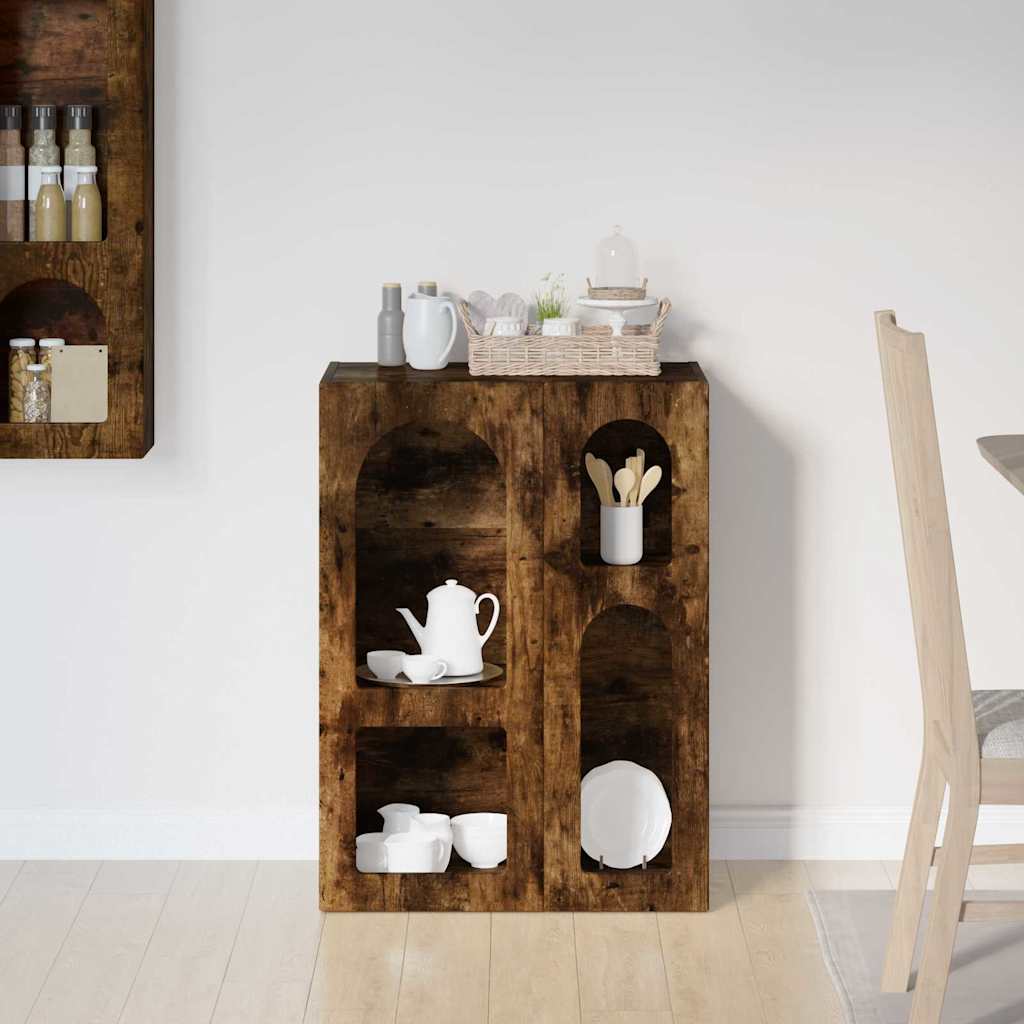 Dressoir Gerookt eiken 59 x 35 x 80.5 cm Bewerkt hout is nu te koop bij PeponiXL, paradijselijk wonen!