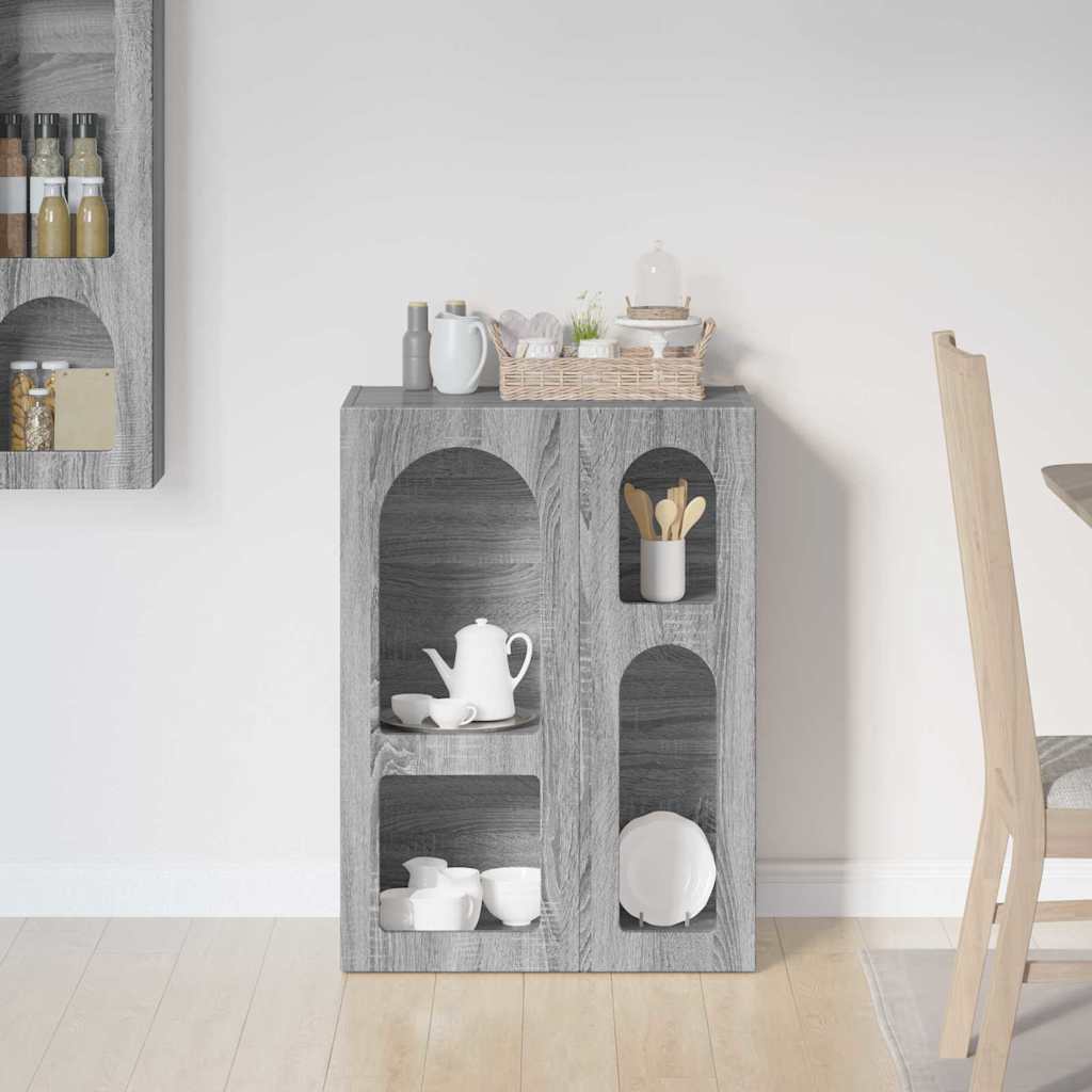 Dressoir Grijs Sonoma 59 x 35 x 80.5 cm Bewerkt hout is nu te koop bij PeponiXL, paradijselijk wonen!