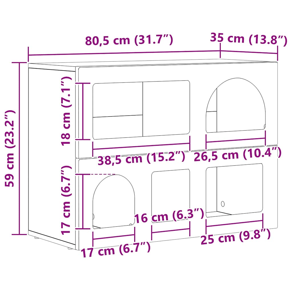 Dressoir Wit 80,5 x 35 x 59 cm Bewerkt hout is nu te koop bij PeponiXL, paradijselijk wonen!