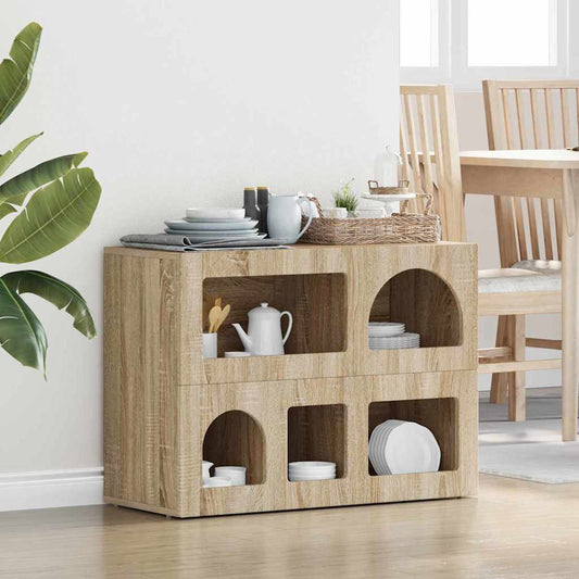 Dressoir Sonoma Eiken 80,5 x 35 x 59 cm Bewerkt hout is nu te koop bij PeponiXL, paradijselijk wonen!