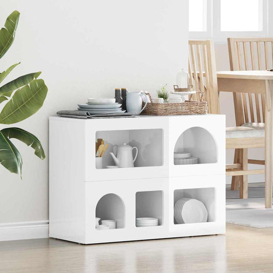Dressoir Hoogglans wit 80,5 x 35 x 59 cm Bewerkt hout is nu te koop bij PeponiXL, paradijselijk wonen!