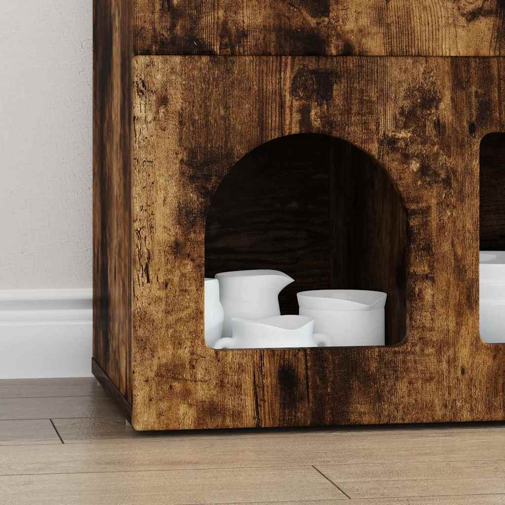 Dressoir Gerookt eiken 80,5 x 35 x 59 cm Bewerkt hout is nu te koop bij PeponiXL, paradijselijk wonen!