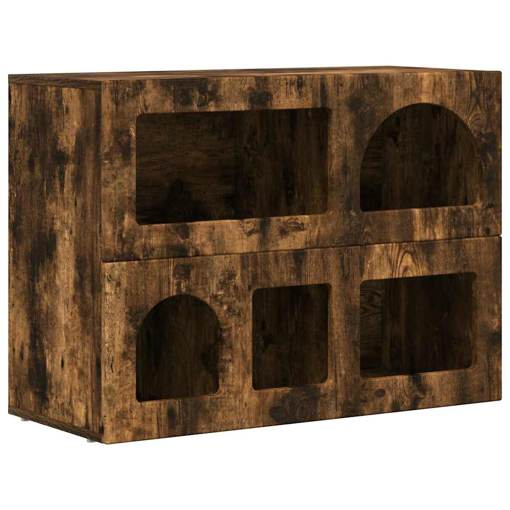 Dressoir Gerookt eiken 80,5 x 35 x 59 cm Bewerkt hout is nu te koop bij PeponiXL, paradijselijk wonen!