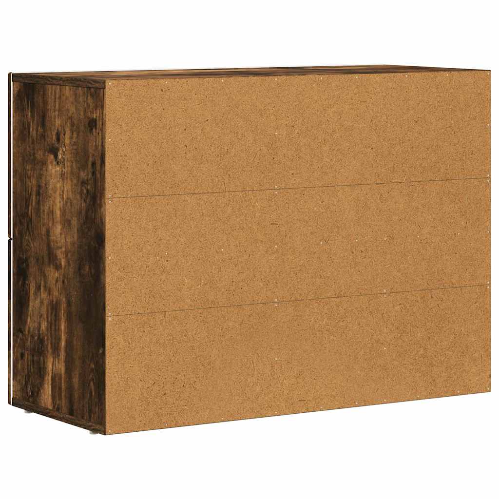 Dressoir Gerookt eiken 80,5 x 35 x 59 cm Bewerkt hout is nu te koop bij PeponiXL, paradijselijk wonen!