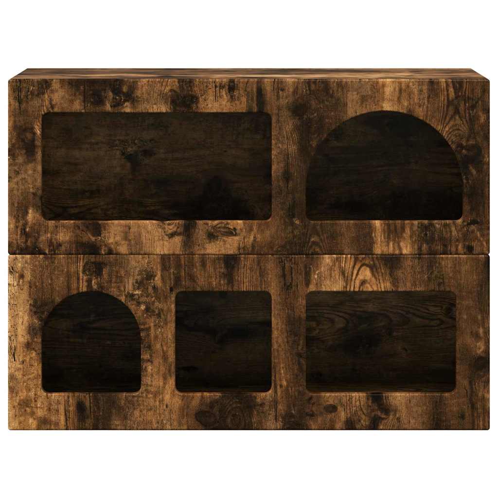 Dressoir Gerookt eiken 80,5 x 35 x 59 cm Bewerkt hout is nu te koop bij PeponiXL, paradijselijk wonen!