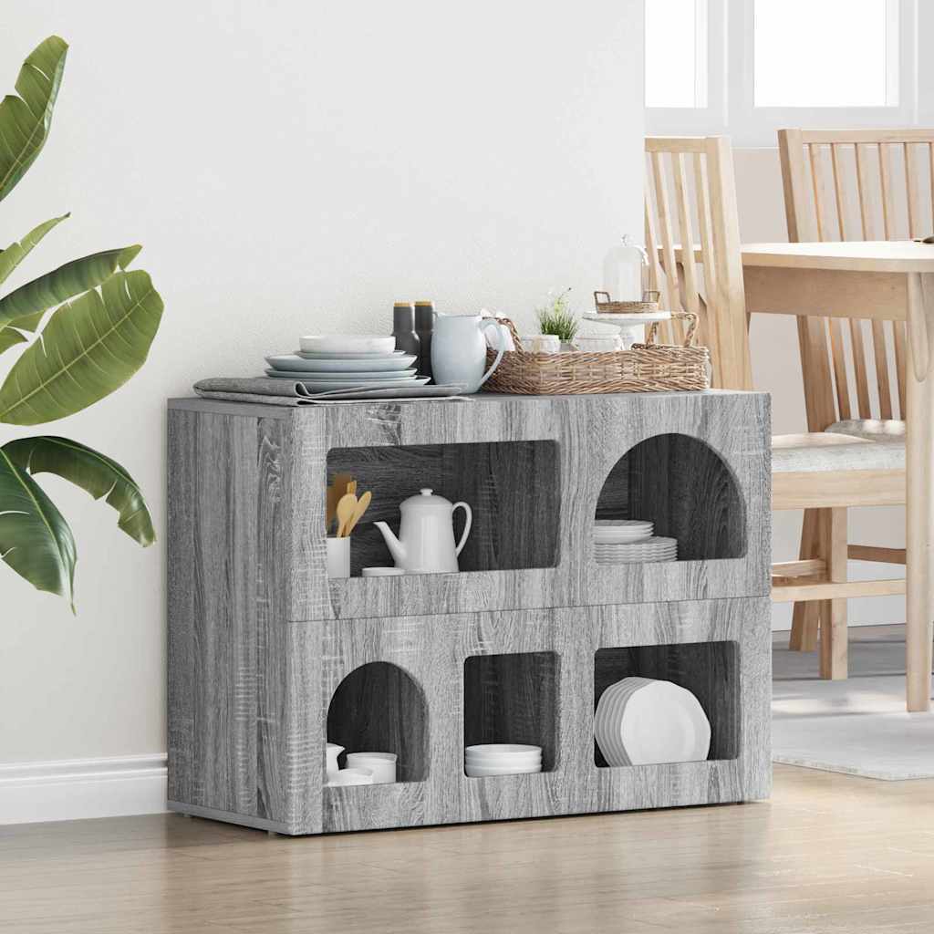 Dressoir Grijs Sonoma 80,5 x 35 x 59 cm Bewerkt hout is nu te koop bij PeponiXL, paradijselijk wonen!
