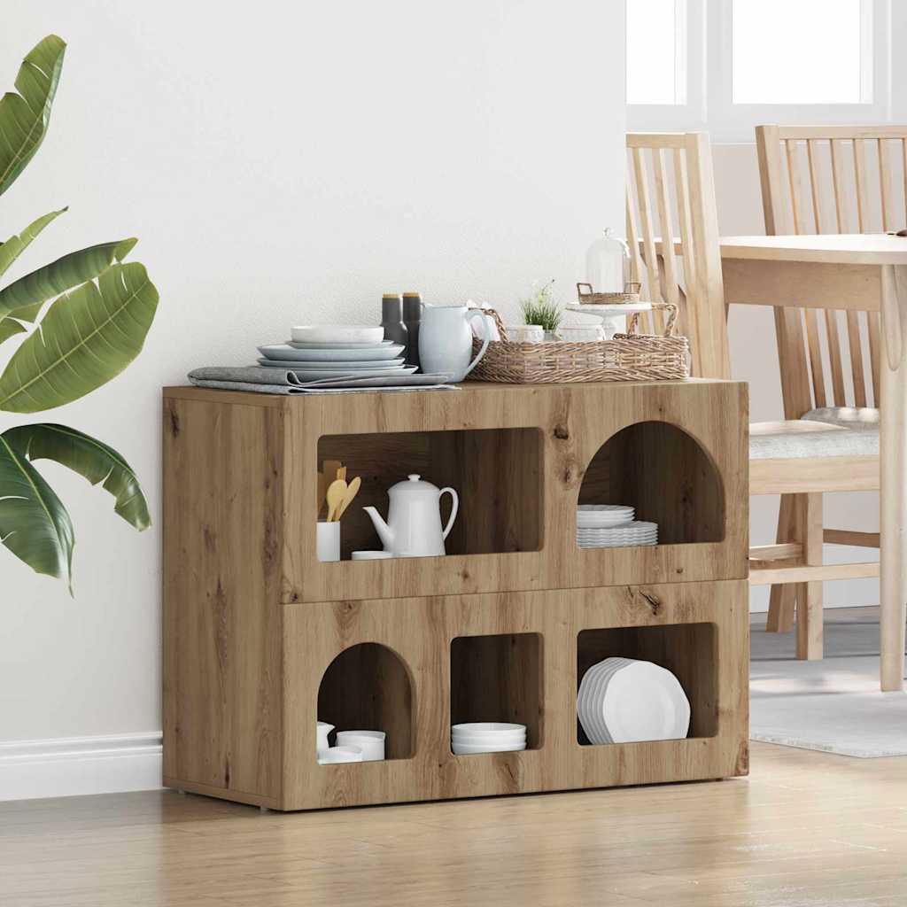 Dressoir Artisan Eiken 80,5 x 35 x 59 cm Bewerkt hout is nu te koop bij PeponiXL, paradijselijk wonen!