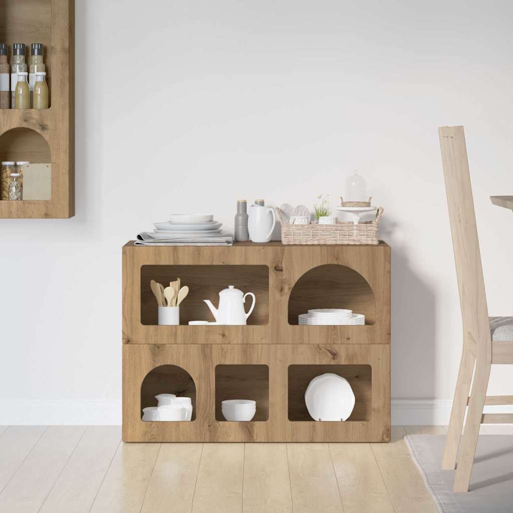 Dressoir Artisan Eiken 80,5 x 35 x 59 cm Bewerkt hout is nu te koop bij PeponiXL, paradijselijk wonen!