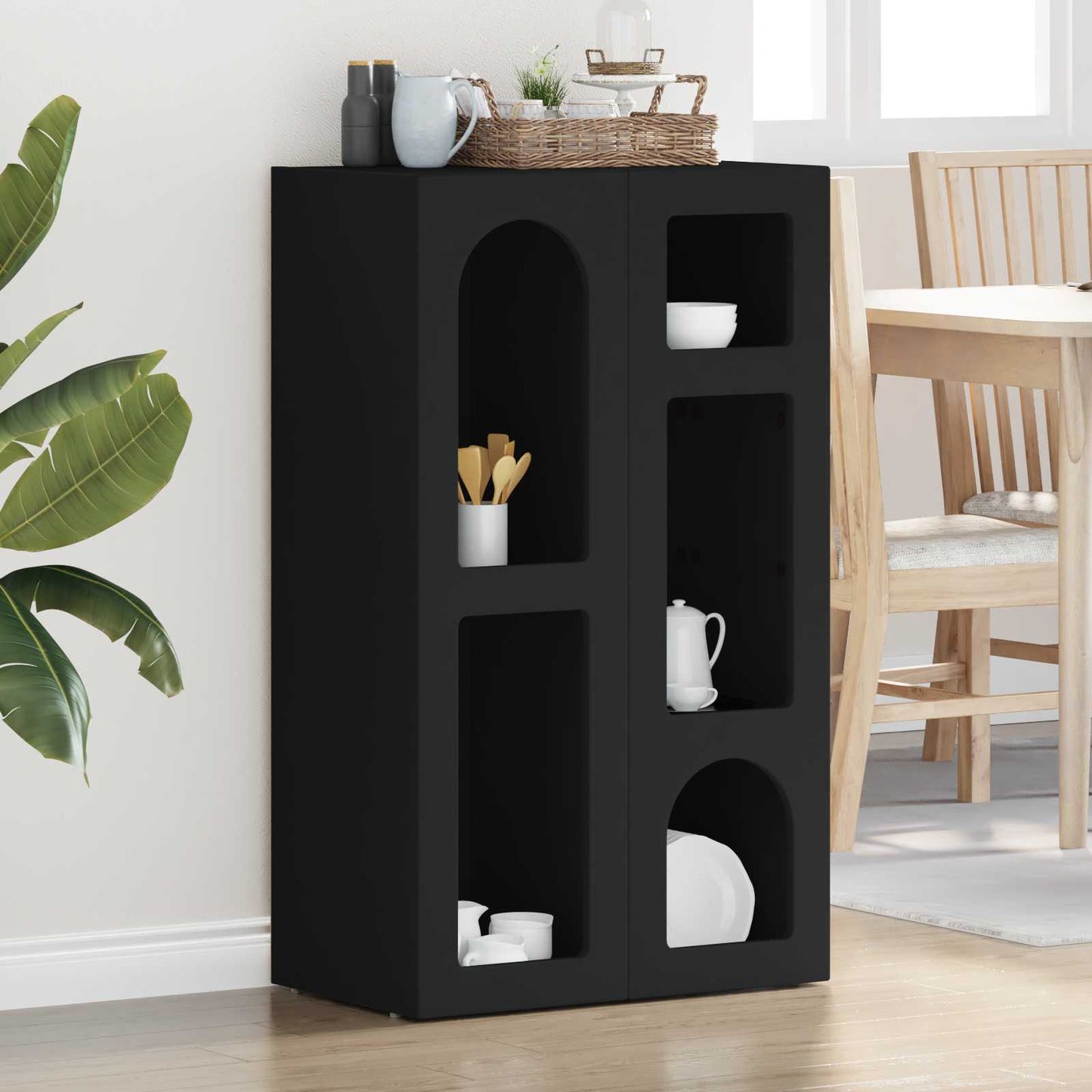 Dressoir Zwart 59 x 35 x 100,5 cm Bewerkt hout is nu te koop bij PeponiXL, paradijselijk wonen!