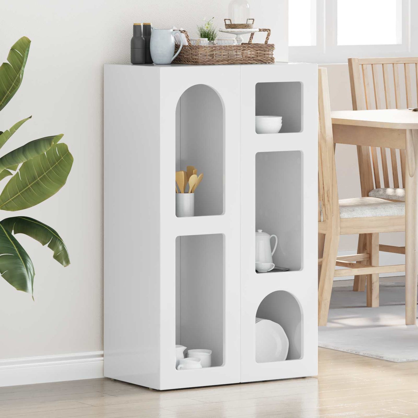 Dressoir Hoogglans wit 59 x 35 x 100,5 cm Bewerkt hout is nu te koop bij PeponiXL, paradijselijk wonen!