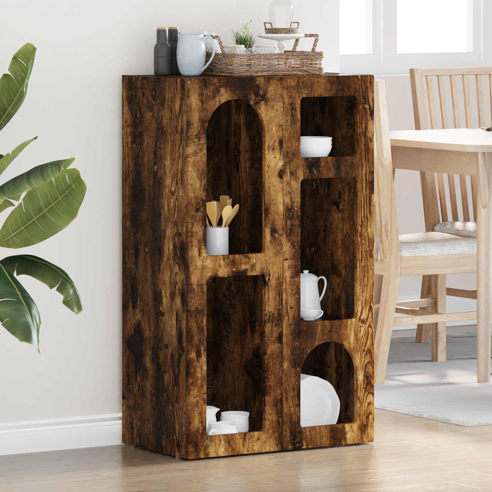 Dressoir Gerookt eiken 59 x 35 x 100,5 cm Bewerkt hout is nu te koop bij PeponiXL, paradijselijk wonen!