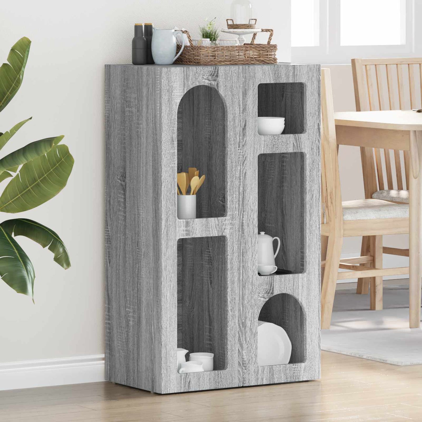 Dressoir Grijs Sonoma 59 x 35 x 100,5 cm Bewerkt hout is nu te koop bij PeponiXL, paradijselijk wonen!