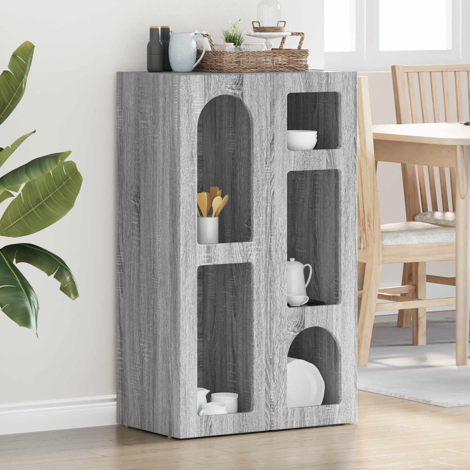 Dressoir Grijs Sonoma 59 x 35 x 100,5 cm Bewerkt hout is nu te koop bij PeponiXL, paradijselijk wonen!