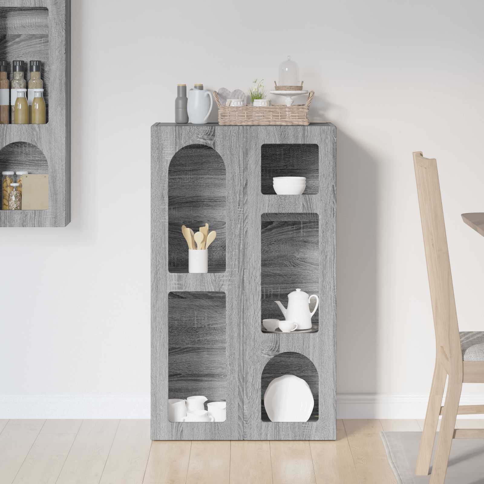 Dressoir Grijs Sonoma 59 x 35 x 100,5 cm Bewerkt hout is nu te koop bij PeponiXL, paradijselijk wonen!