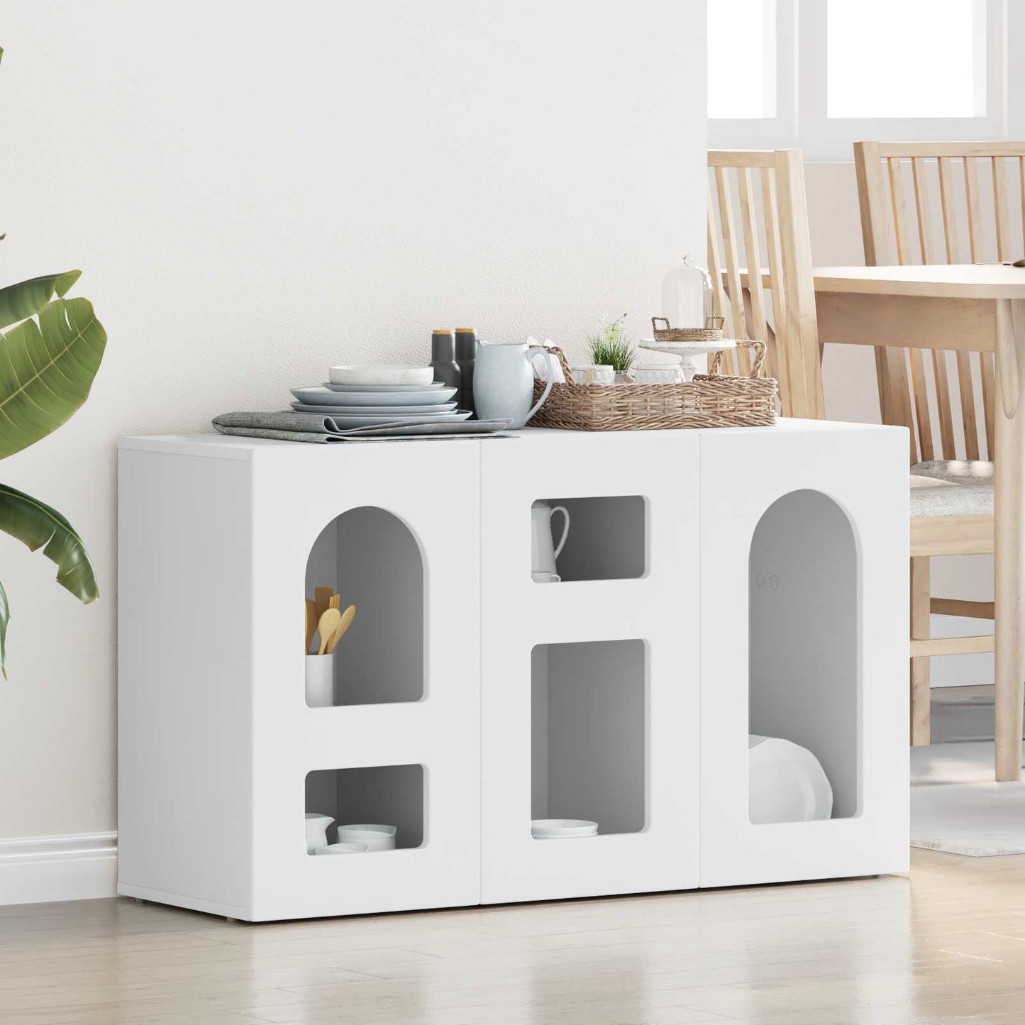 Dressoir Wit 100 x 35 x 59 cm Bewerkt hout is nu te koop bij PeponiXL, paradijselijk wonen!