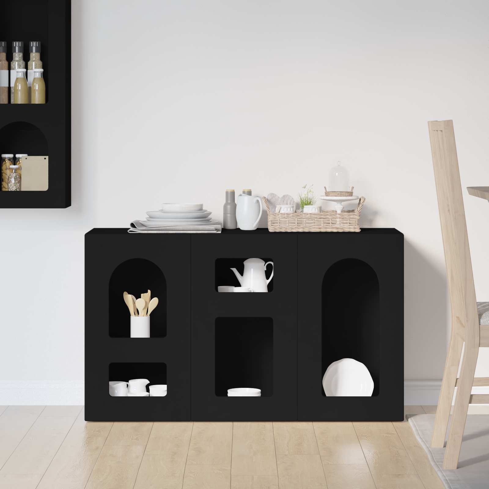 Dressoir Zwart 100 x 35 x 59 cm Bewerkt hout is nu te koop bij PeponiXL, paradijselijk wonen!