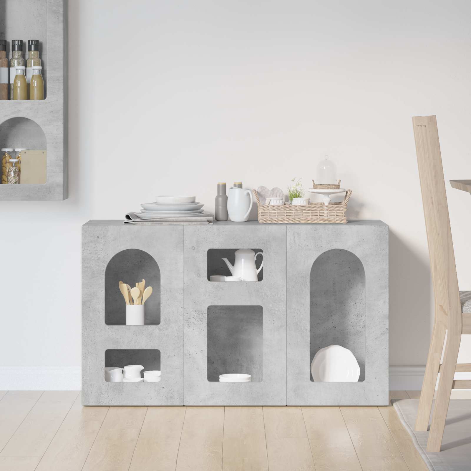 Dressoir Beton Grijs 100 x 35 x 59 cm Bewerkt hout is nu te koop bij PeponiXL, paradijselijk wonen!