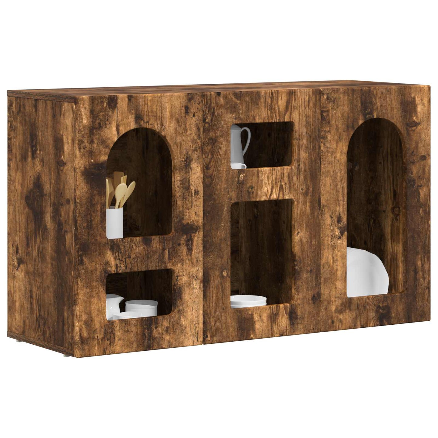 Dressoir Gerookt eiken 100 x 35 x 59 cm Bewerkt hout is nu te koop bij PeponiXL, paradijselijk wonen!