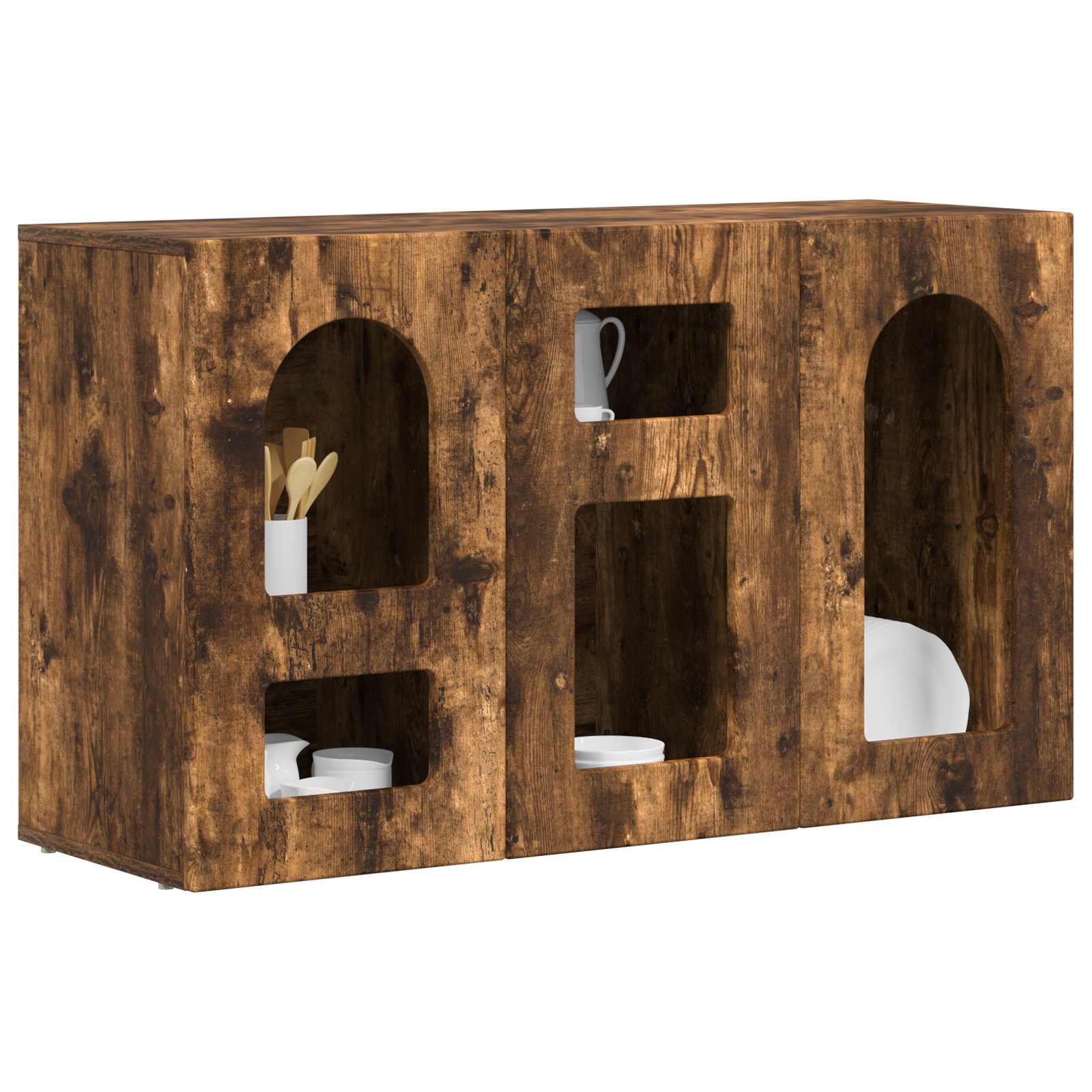 Dressoir Gerookt eiken 100 x 35 x 59 cm Bewerkt hout is nu te koop bij PeponiXL, paradijselijk wonen!