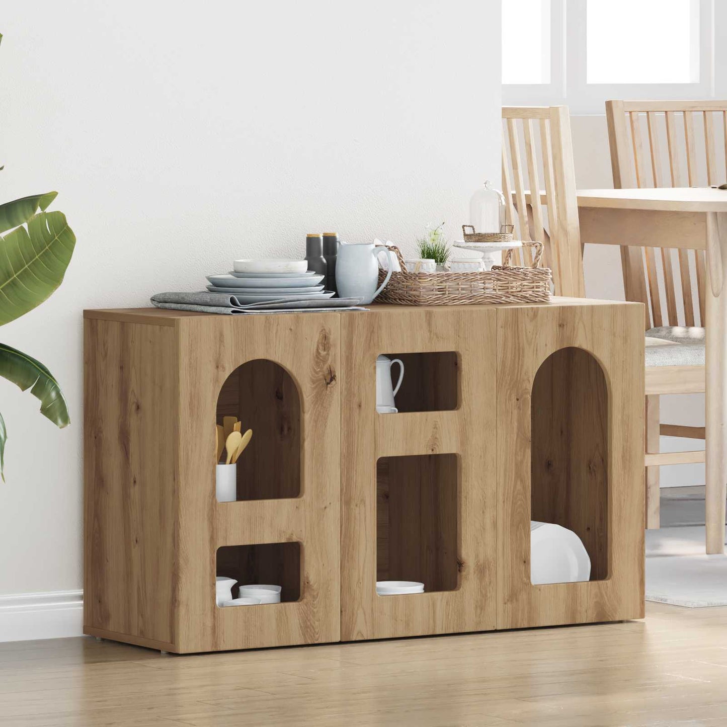 Dressoir Artisan Eiken 100 x 35 x 59 cm Bewerkt hout is nu te koop bij PeponiXL, paradijselijk wonen!