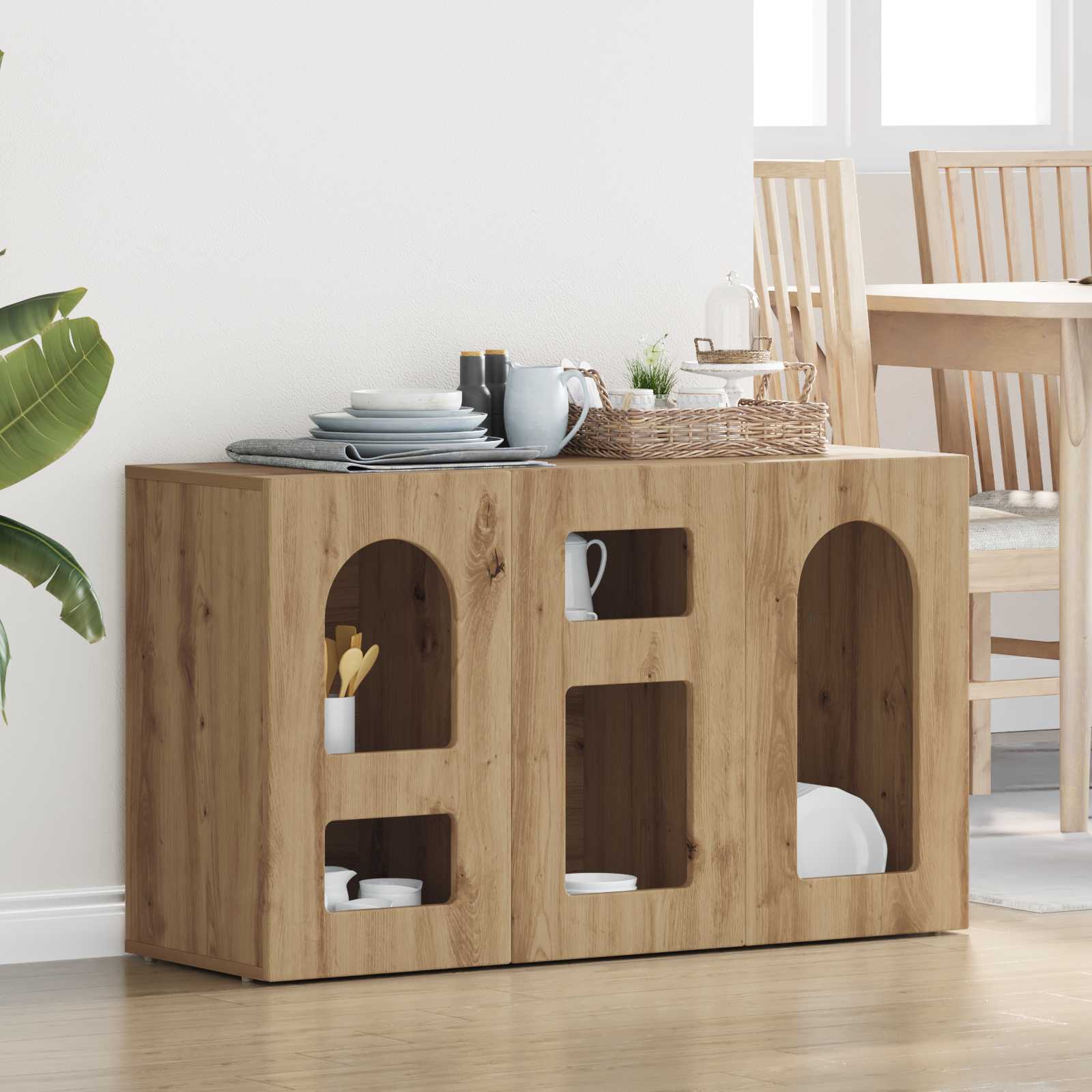 Dressoir Artisan Eiken 100 x 35 x 59 cm Bewerkt hout is nu te koop bij PeponiXL, paradijselijk wonen!