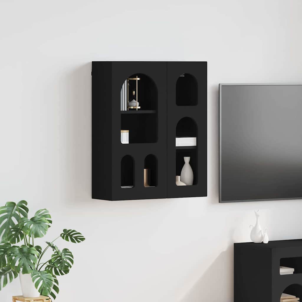 Hangkast met plank Zwart 59 x 20 x 71.5 cm Bewerkt hout is nu te koop bij PeponiXL, paradijselijk wonen!