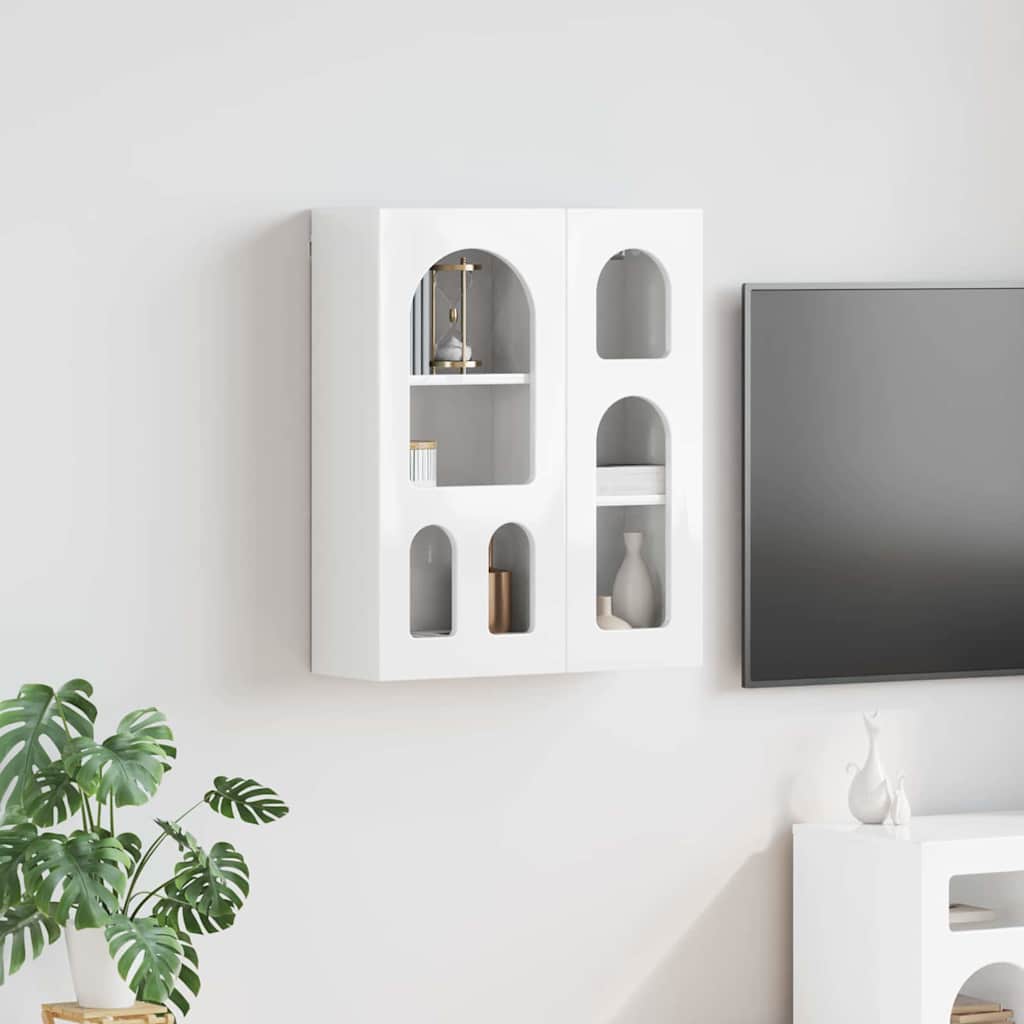 Hangkast met plank Hoogglans wit 59 x 20 x 71.5 cm Bewerkt hout is nu te koop bij PeponiXL, paradijselijk wonen!