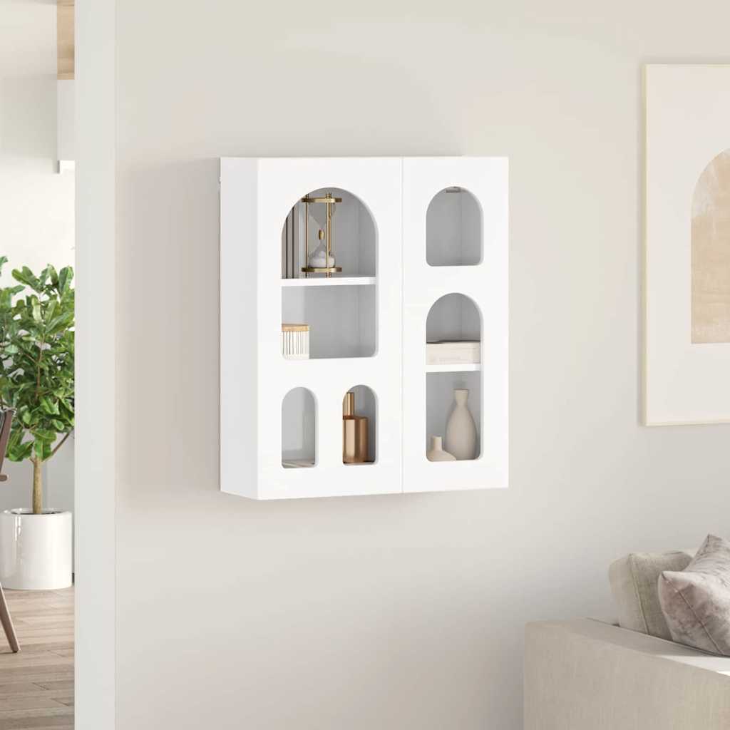 Hangkast met plank Hoogglans wit 59 x 20 x 71.5 cm Bewerkt hout is nu te koop bij PeponiXL, paradijselijk wonen!