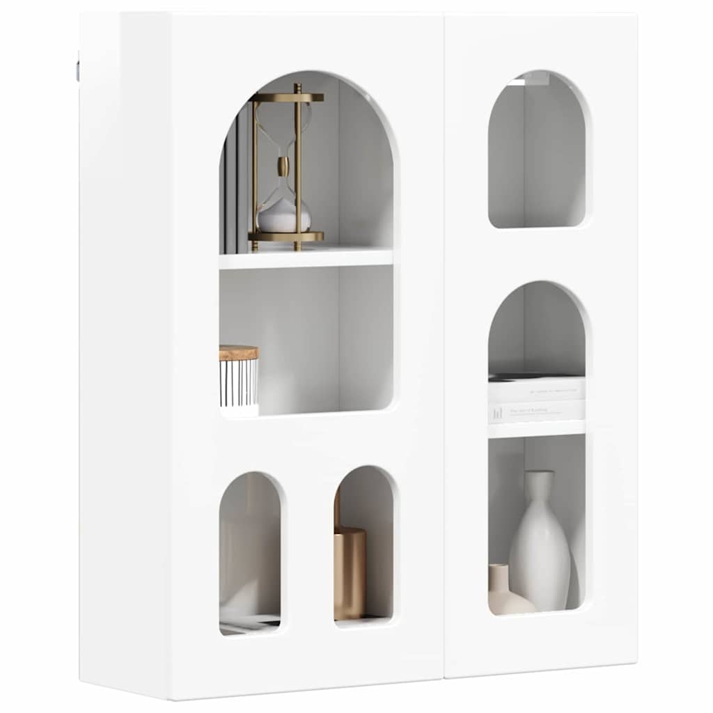 Hangkast met plank Hoogglans wit 59 x 20 x 71.5 cm Bewerkt hout is nu te koop bij PeponiXL, paradijselijk wonen!