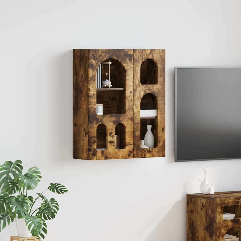 Hangkast met plank Gerookt eiken 59 x 20 x 71.5 cm Bewerkt hout is nu te koop bij PeponiXL, paradijselijk wonen!