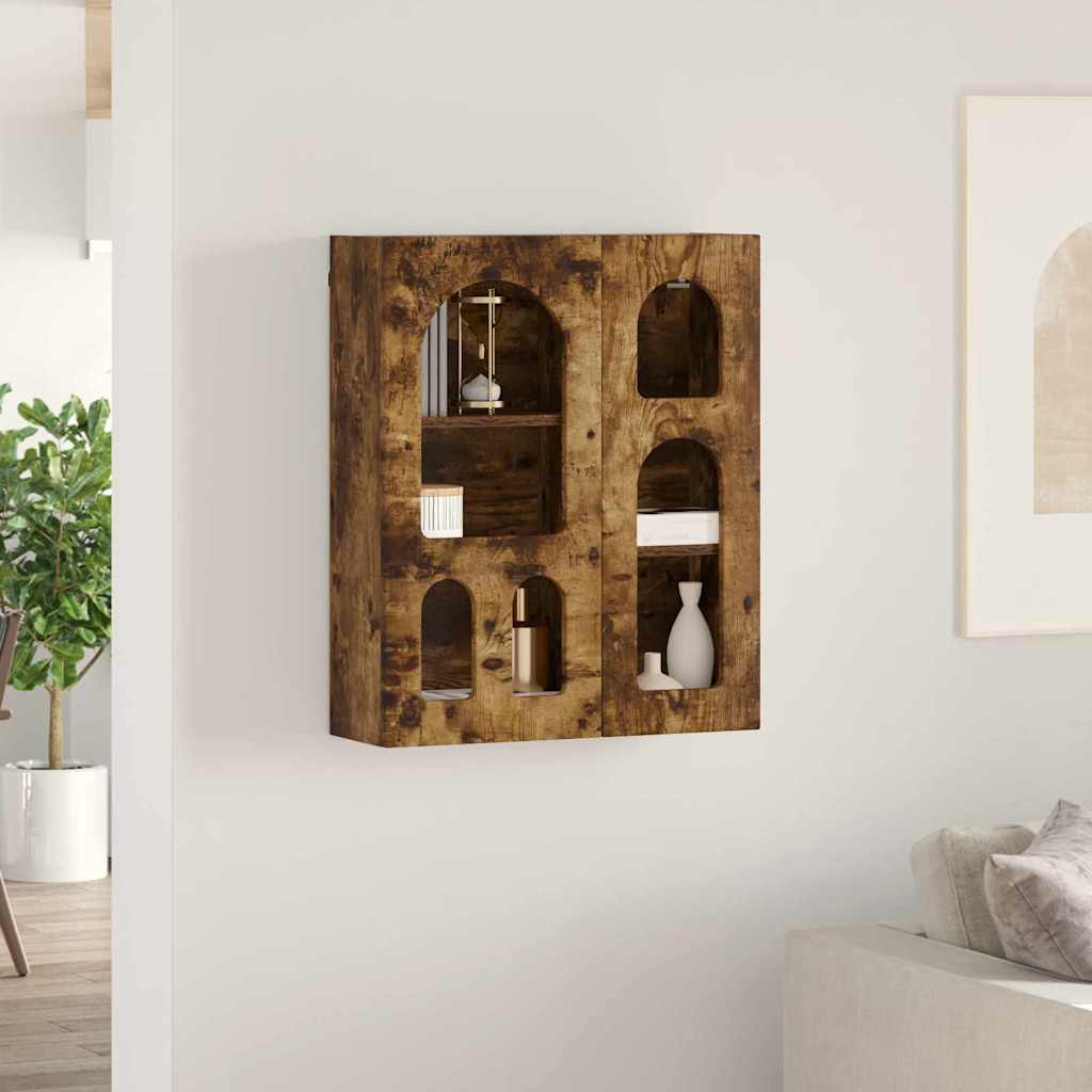 Hangkast met plank Gerookt eiken 59 x 20 x 71.5 cm Bewerkt hout is nu te koop bij PeponiXL, paradijselijk wonen!