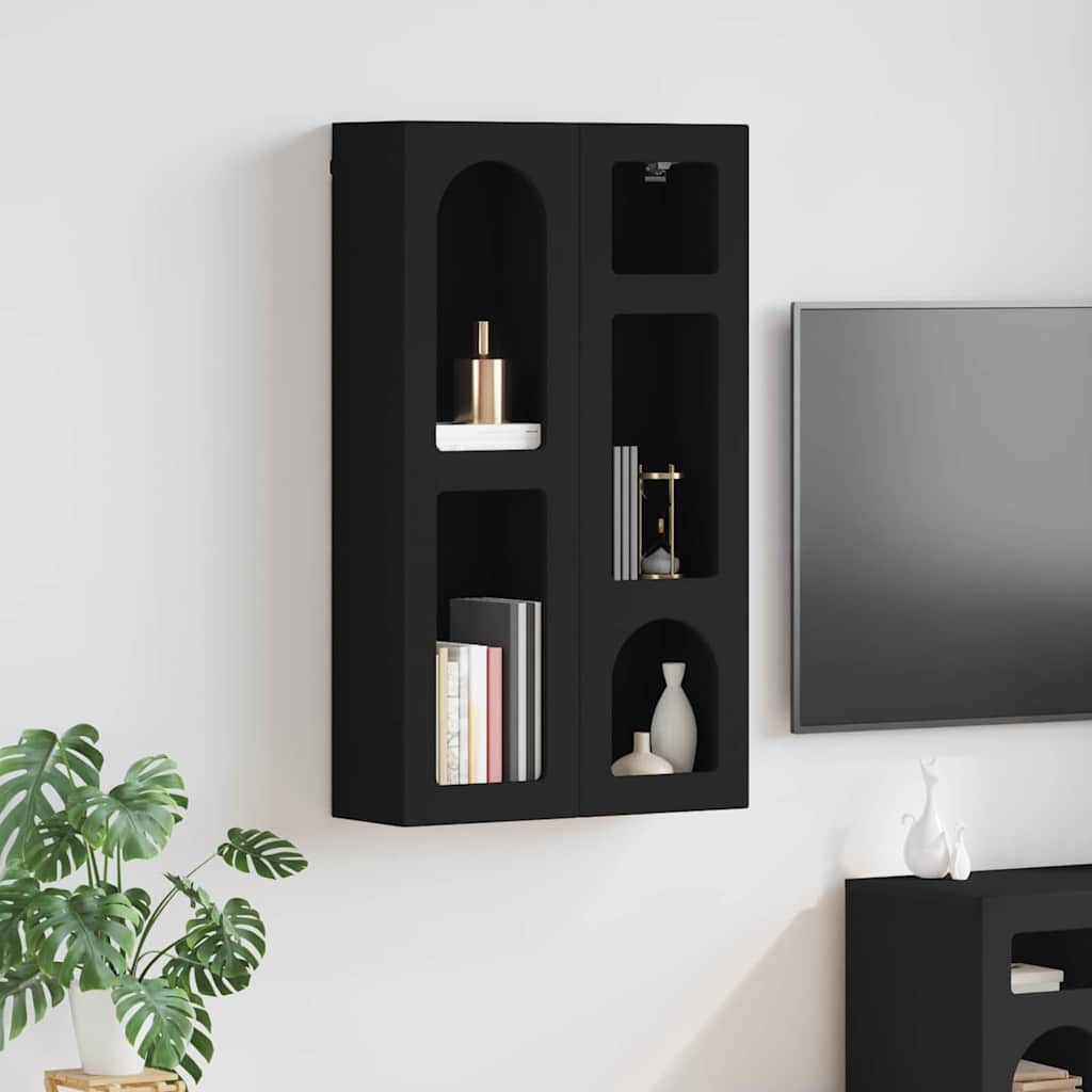 Hangkast met plank Zwart 59 x 20 x 100 cm Bewerkt hout is nu te koop bij PeponiXL, paradijselijk wonen!