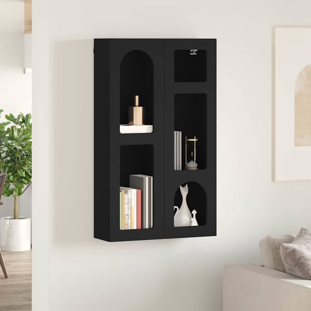 Hangkast met plank Zwart 59 x 20 x 100 cm Bewerkt hout is nu te koop bij PeponiXL, paradijselijk wonen!
